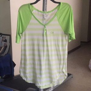 A&F Gilly Hicks Striped Lime Green Top M